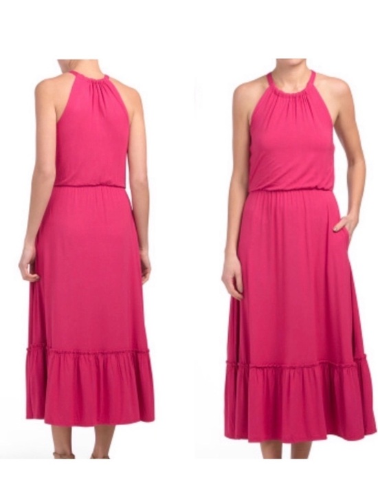 Rachel Zoe Dresses & Skirts - Rachel Zoe Fuchsia Pink Halter Maxi Dress Tiered Hem NWT Size Small